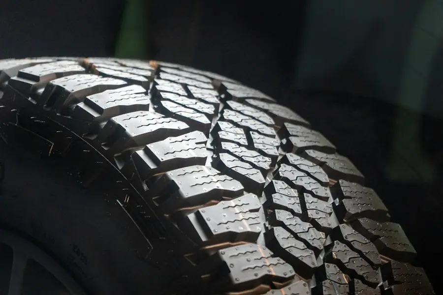 Close-up of a lorry tyre tread